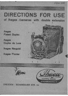 Ihagee Neugold manual. Camera Instructions.